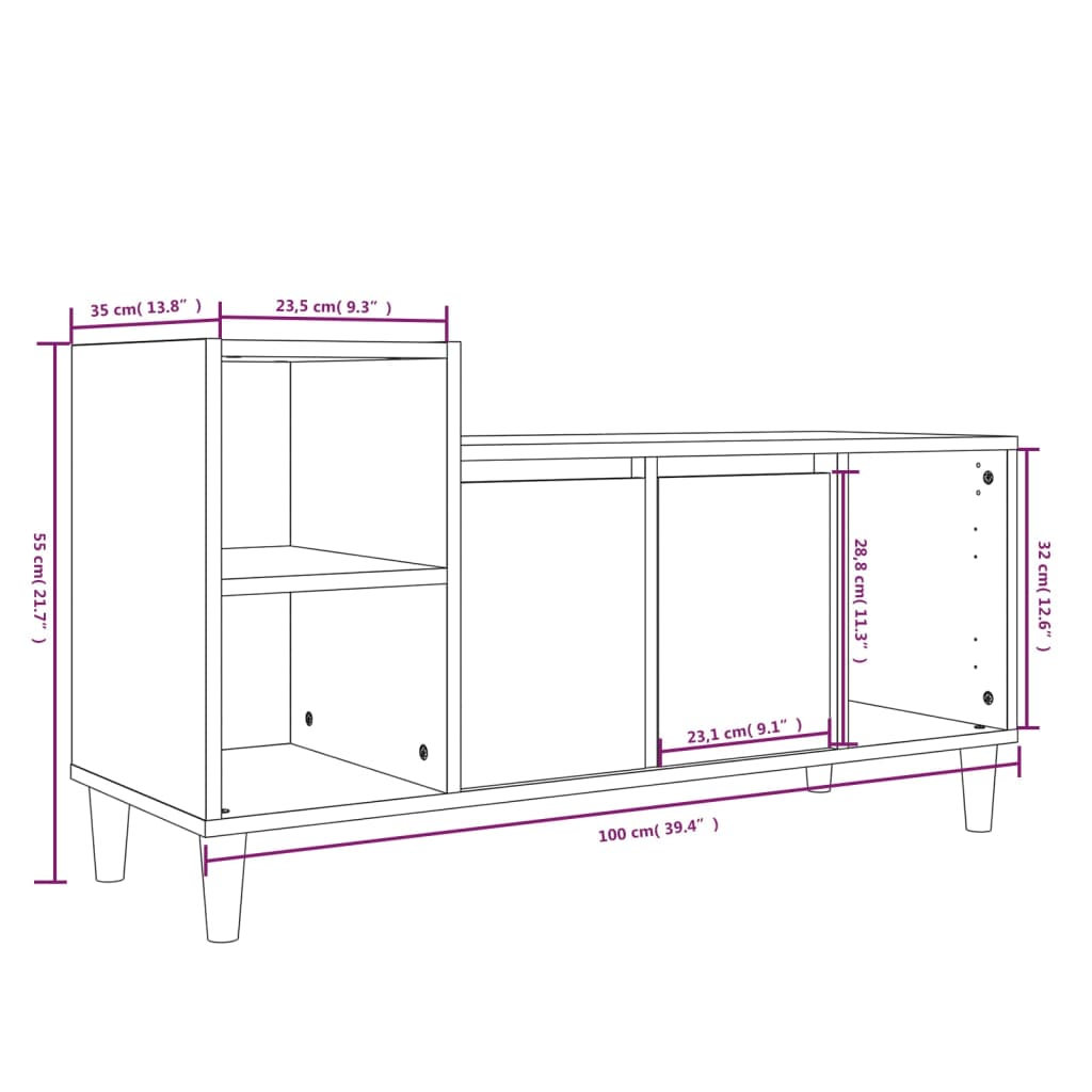 Mobile Porta TV Bianco 100x35x55 cm in Legno Multistrato cod mxl 26299