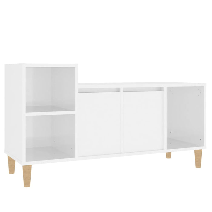 Mobile Porta TV Bianco Lucido 100x35x55 cm in Legno Multistrato 821174