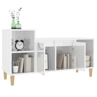 Mobile Porta TV Bianco Lucido 100x35x55 cm in Legno Multistrato 821174