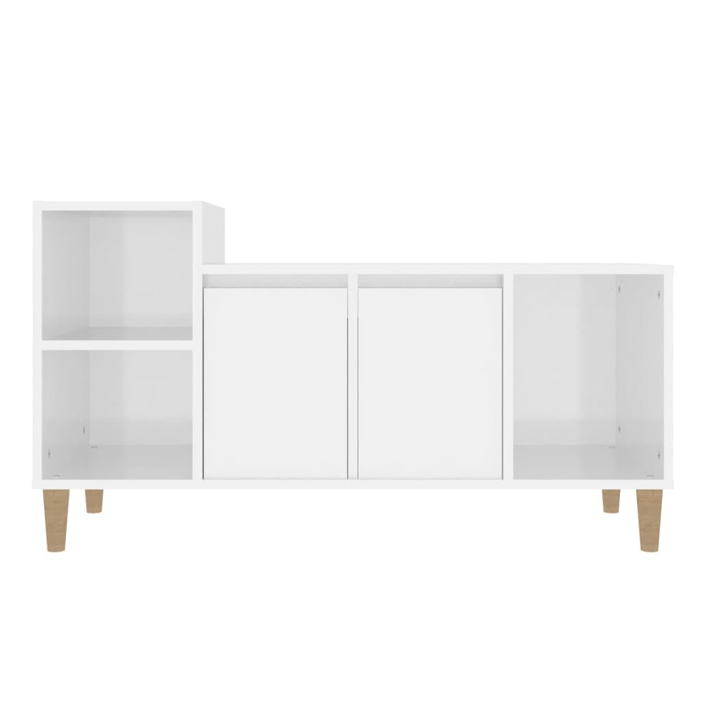 Mobile Porta TV Bianco Lucido 100x35x55 cm in Legno Multistrato 821174