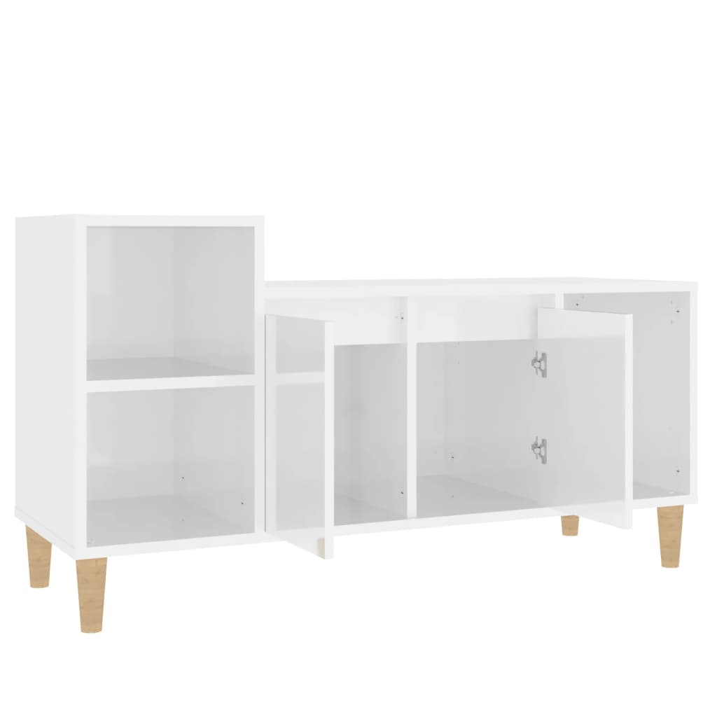 Mobile Porta TV Bianco Lucido 100x35x55 cm in Legno Multistrato 821174