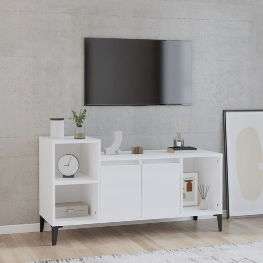 Mobile Porta TV Bianco Lucido 100x35x55 cm in Legno Multistrato cod mxl 27821