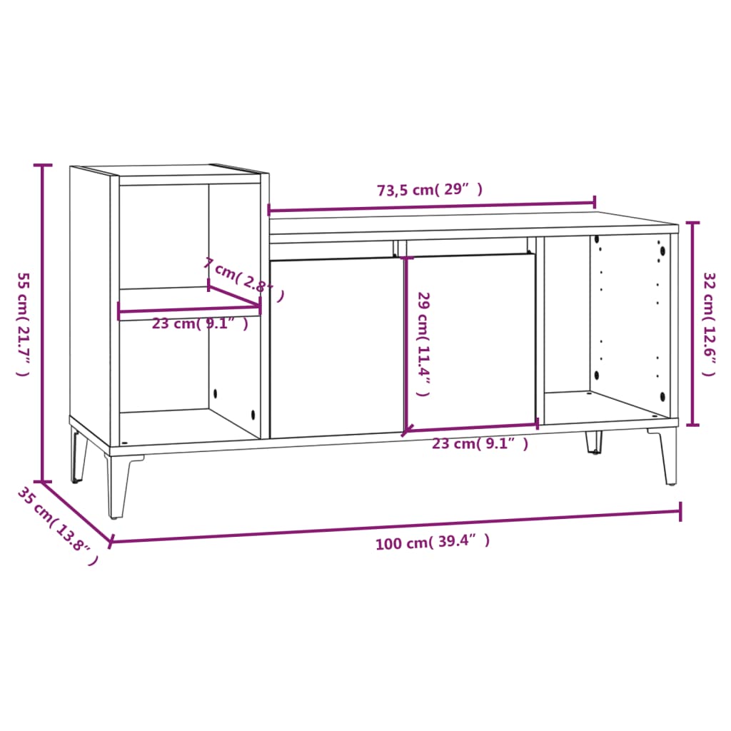 Mobile per TV Grigio Cemento 100x35x55 cm Legno Multistrato 821184