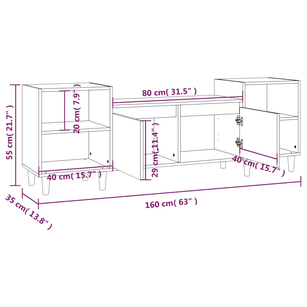 Mobile Porta TV Nero 160x35x55 cm in Legno Multistrato cod mxl 17897