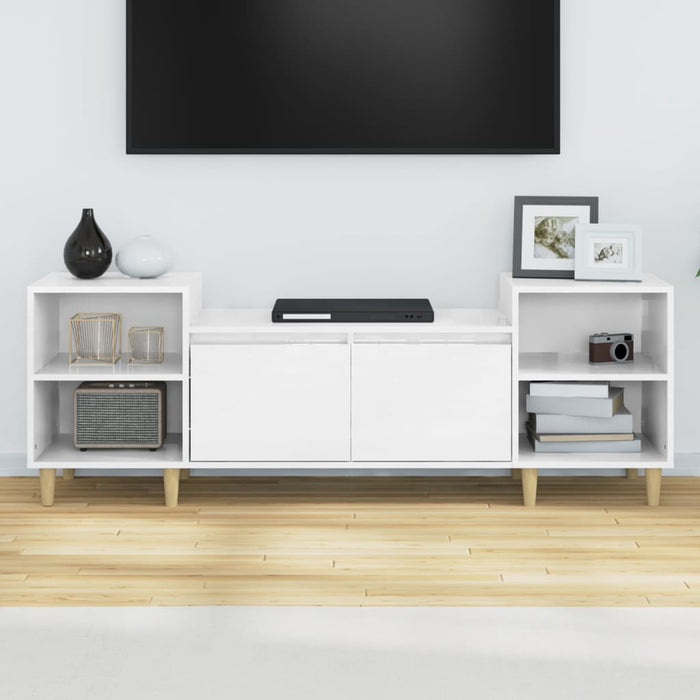 Mobile Porta TV Bianco Lucido 160x35x55 cm in Legno Multistrato 821190