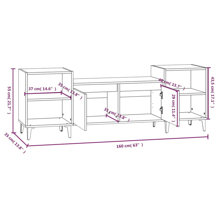 Mobile Porta TV Rovere Sonoma 160x35x55 cm Legno Multistrato