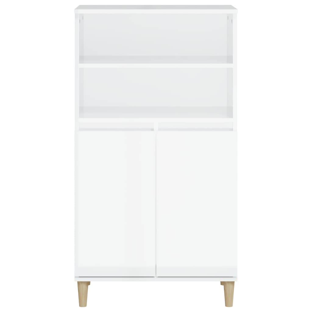 Credenza Bianco Lucido 60x36x110 cm in Legno Multistrato