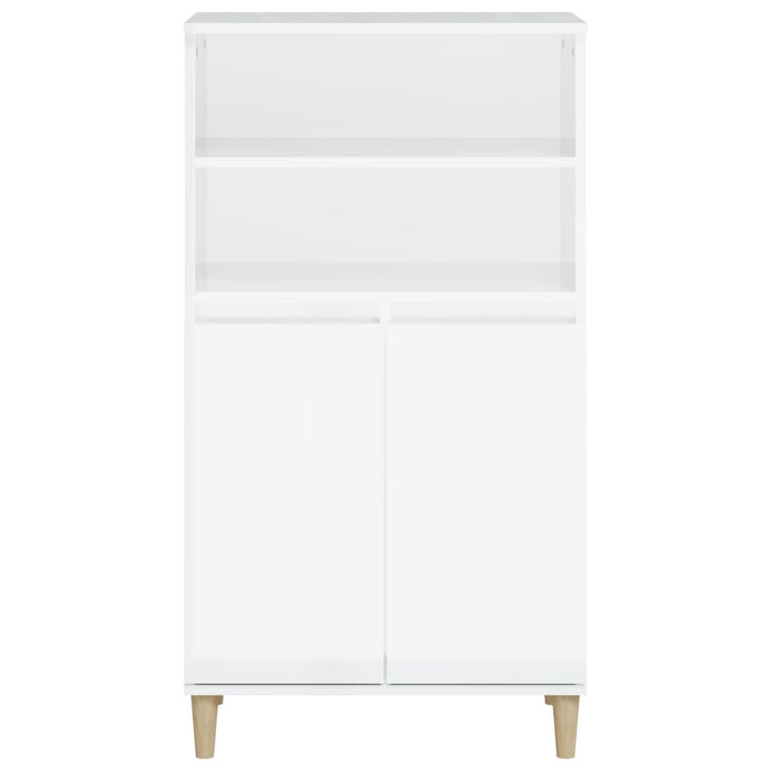 Credenza Bianco Lucido 60x36x110 cm in Legno Multistrato 821222