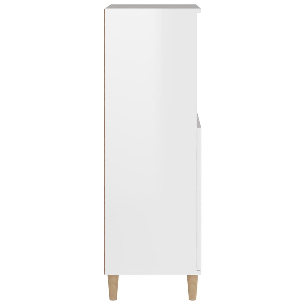 Credenza Bianco Lucido 60x36x110 cm in Legno Multistrato