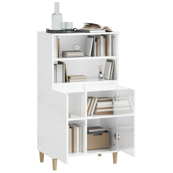 Credenza Bianco Lucido 60x36x110 cm in Legno Multistrato 821222