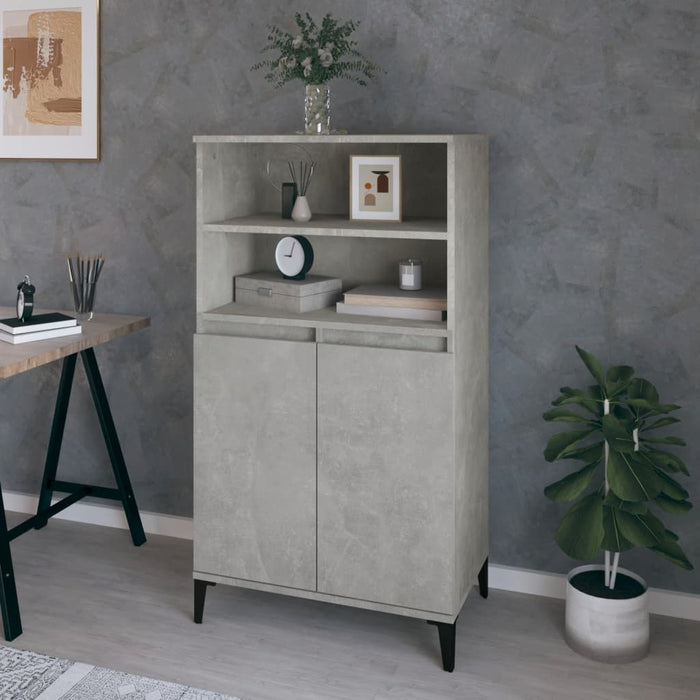 Credenza Grigio Cemento 60x36x110 cm in Legno Multistrato cod mxl 17695