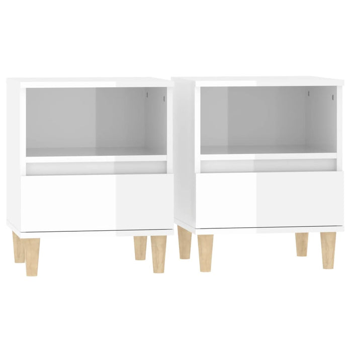 Comodini 2 pz in Bianco Lucido 40x35x50 cm 821799