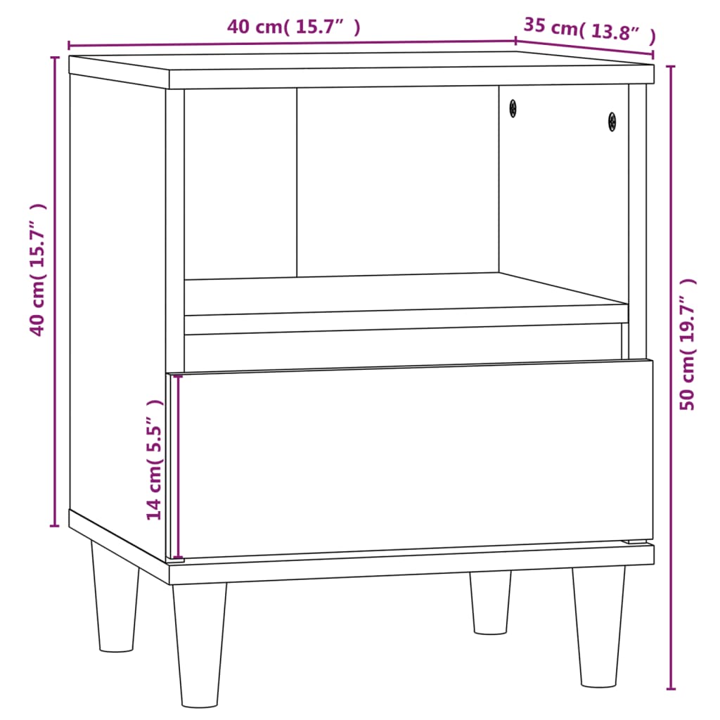 Comodino Grigio Cemento 40x35x50 cm 821802