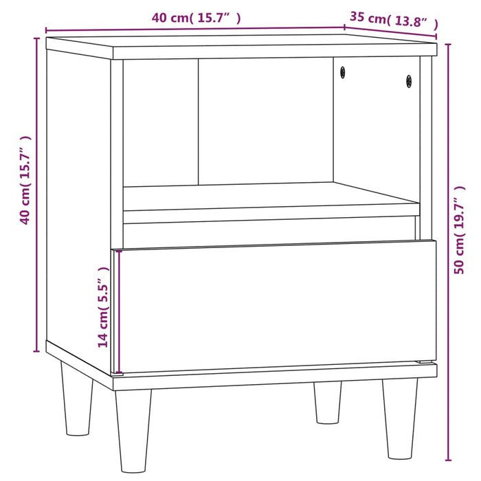 Comodino Rovere Fumo 40x35x50 cm 821804