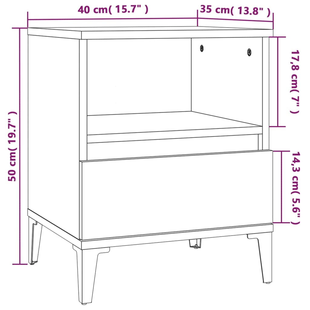 Comodino Bianco Lucido 40x35x50 cm cod mxl 62324