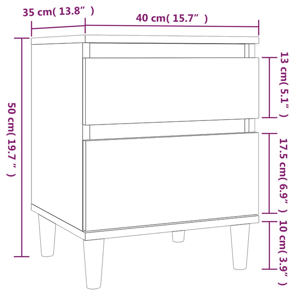 Comodino Rovere Fumo 40x35x50 cm 821836