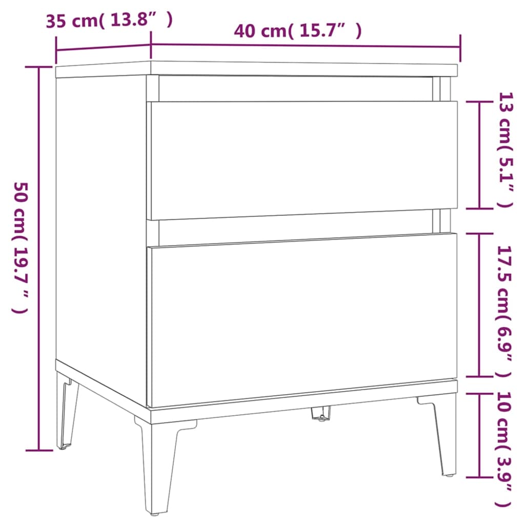 Comodino Rovere Sonoma 40x35x50 cm