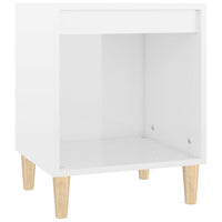 Comodino Bianco Lucido 40x35x50 cm in Legno Multistrato 821862