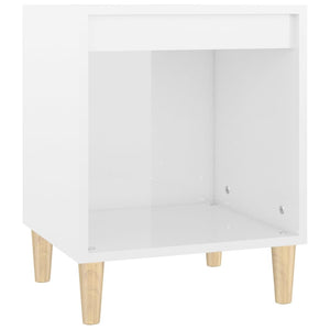 Comodino Bianco Lucido 40x35x50 cm in Legno Multistrato 821862