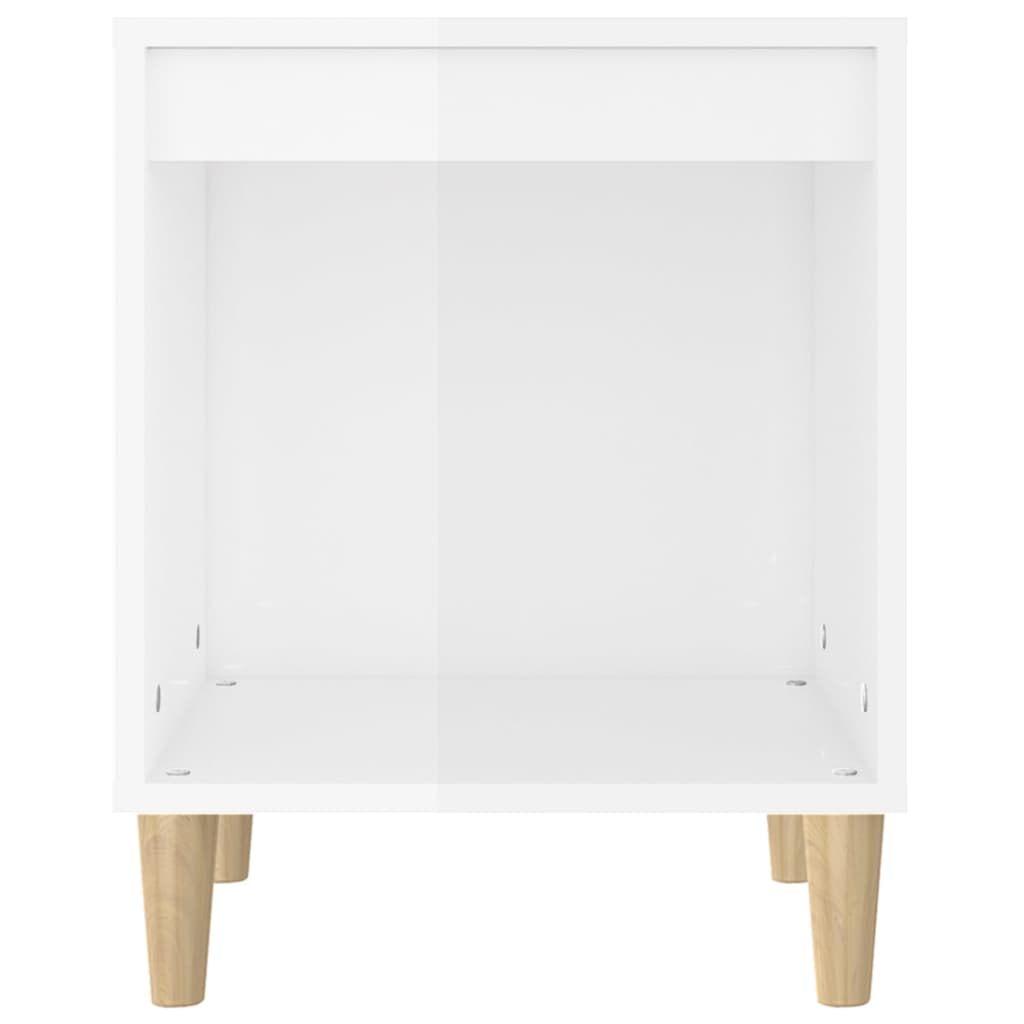 Comodino Bianco Lucido 40x35x50 cm in Legno Multistrato 821862