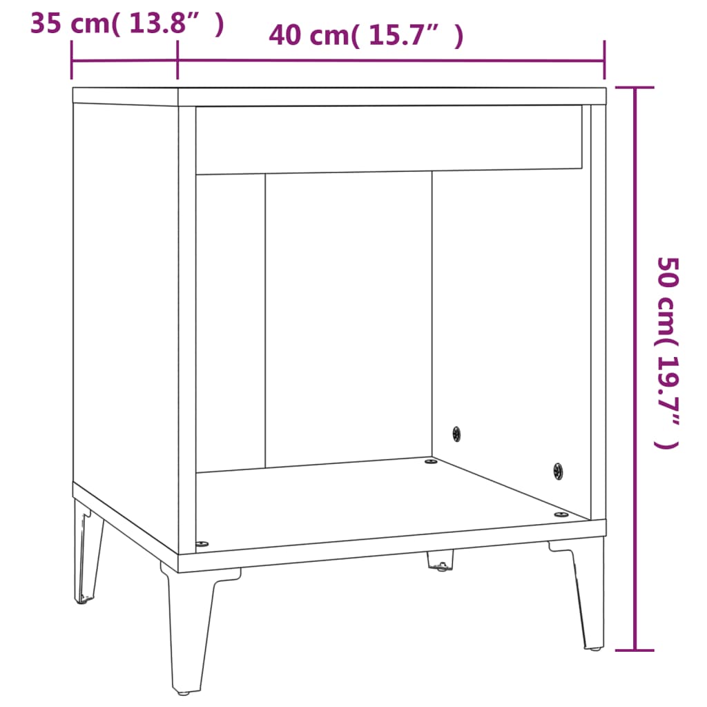 Comodini 2pz Rovere Fumo 40x35x50 cm 821885