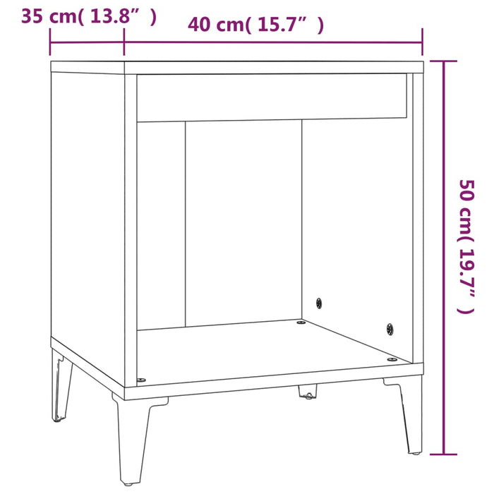 Comodini 2pz Rovere Fumo 40x35x50 cm 821885