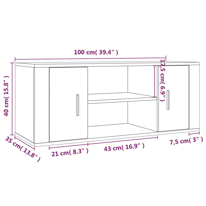 Mobile TV Rovere Marrone 100x35x40 cm in Legno Multistrato cod mxl 26166