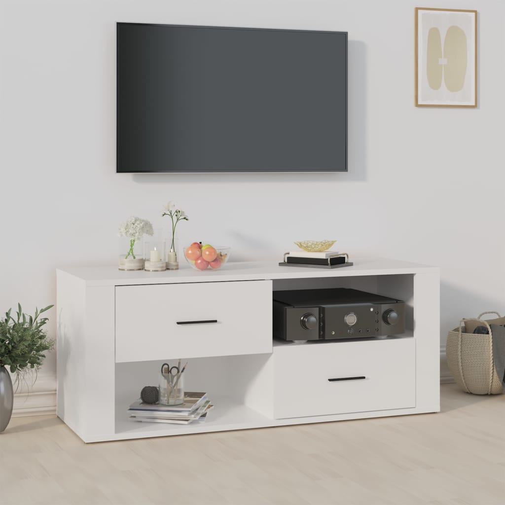 Mobile Porta TV Bianco 100x35x40 cm in Legno Multistrato cod mxl 25877