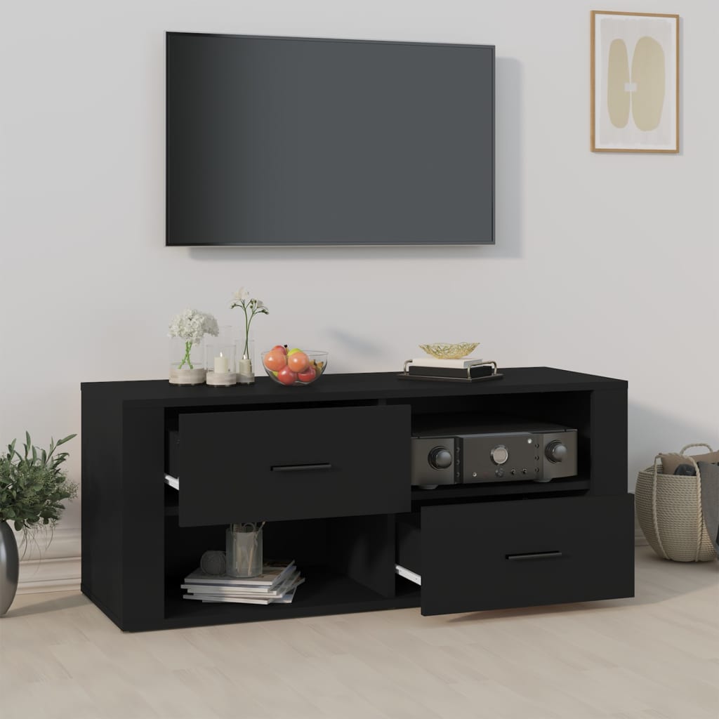 Mobile Porta TV Nero 100x35x40 cm in Legno Multistrato cod mxl 23975