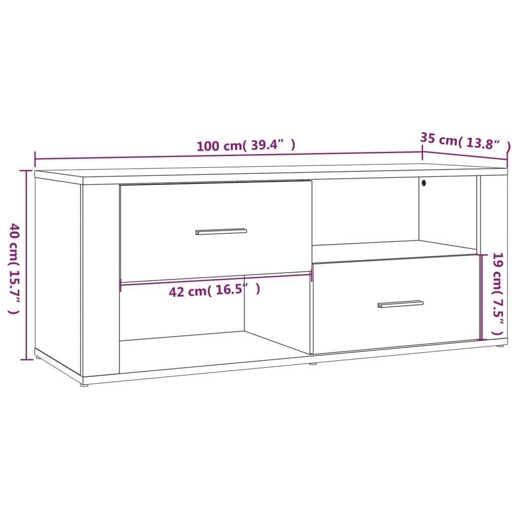 Mobile Porta TV Nero 100x35x40 cm in Legno Multistrato cod mxl 23975