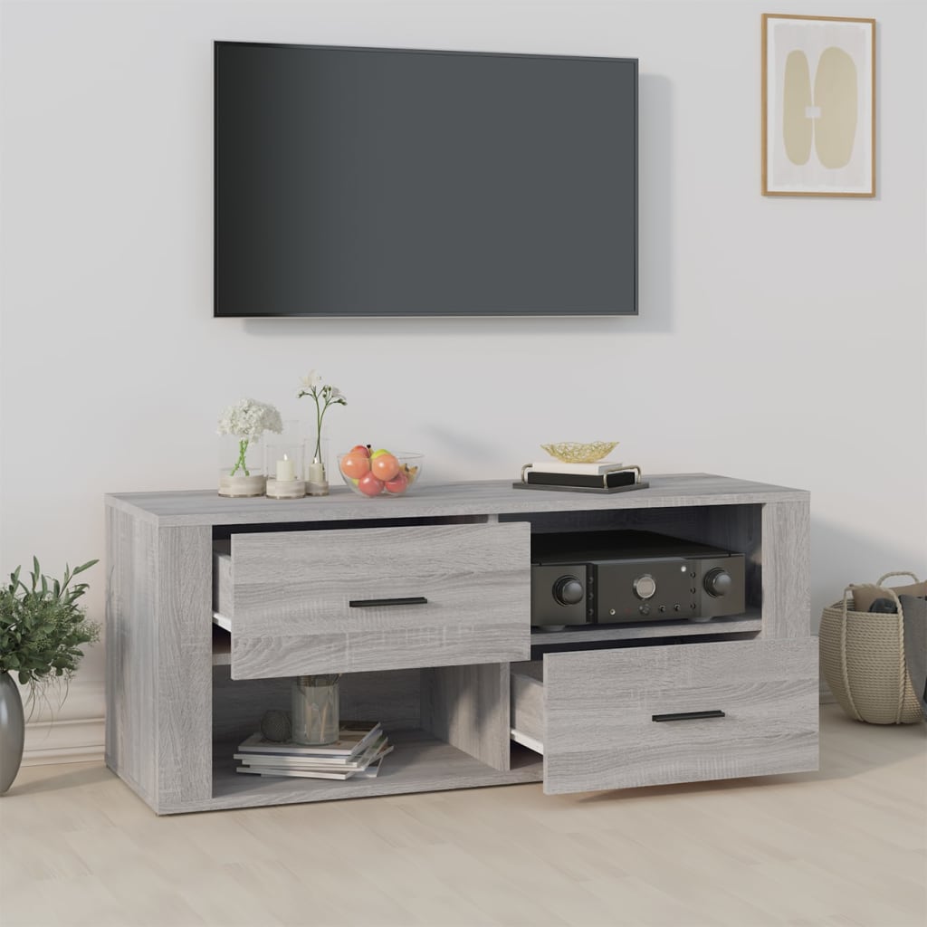 Mobile TV Grigio Sonoma 100x35x40 cm in Legno Multistrato 823105