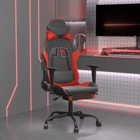 Sedia da Gaming con Poggiapiedi Nero e Rosso in Similpelle cod mxl 65027