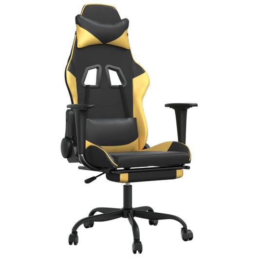 Sedia da Gaming con Poggiapiedi Nero e Oro in Similpelle cod mxl 61176