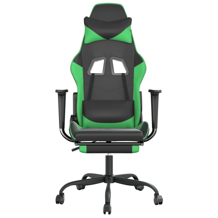 Sedia da Gaming con Poggiapiedi Nero e Verde in Similpelle cod mxl 64685