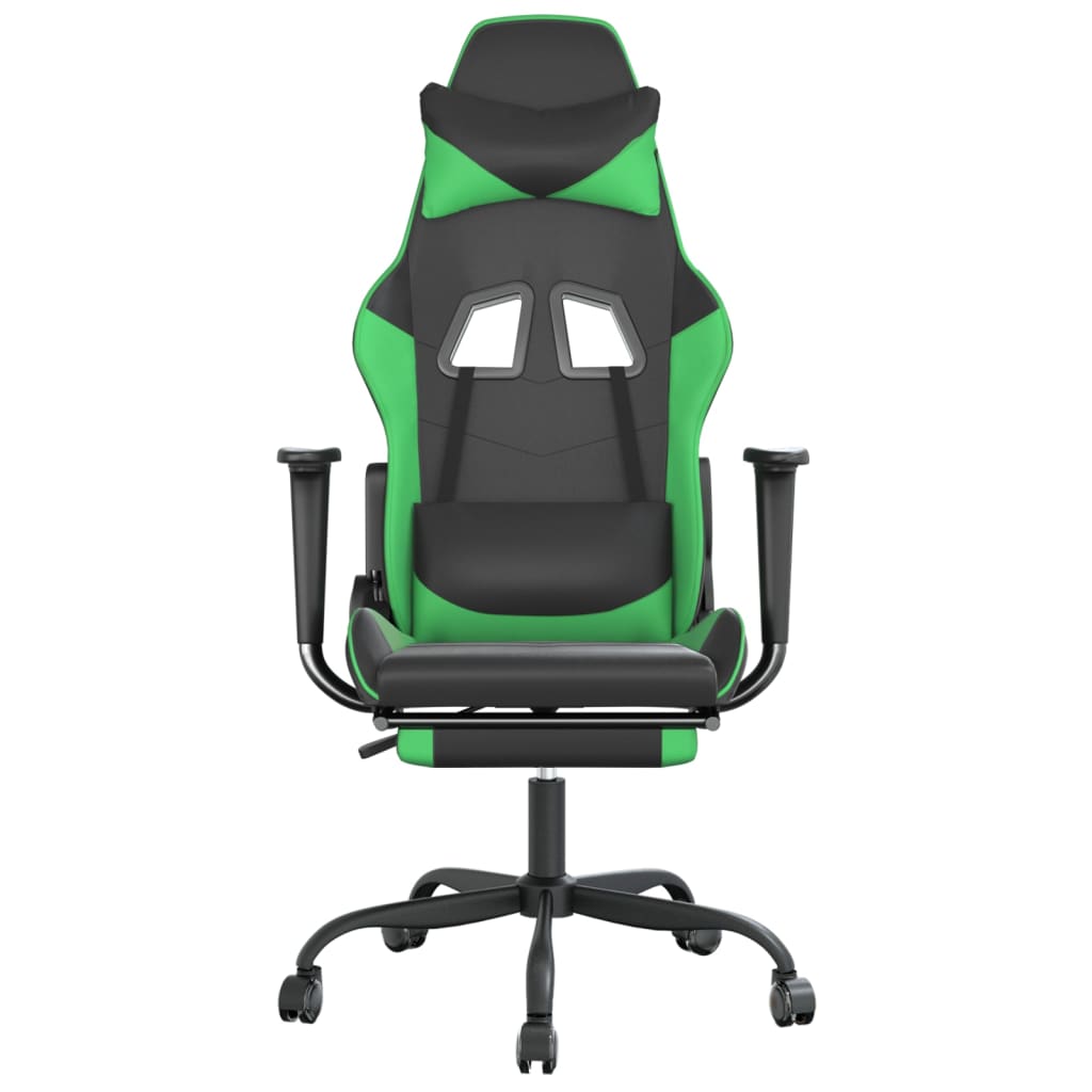 Sedia da Gaming con Poggiapiedi Nero e Verde in Similpelle 3143656