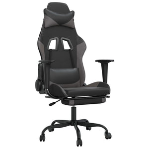 Sedia da Gaming con Poggiapiedi Nero e Grigio in Similpelle 3143657