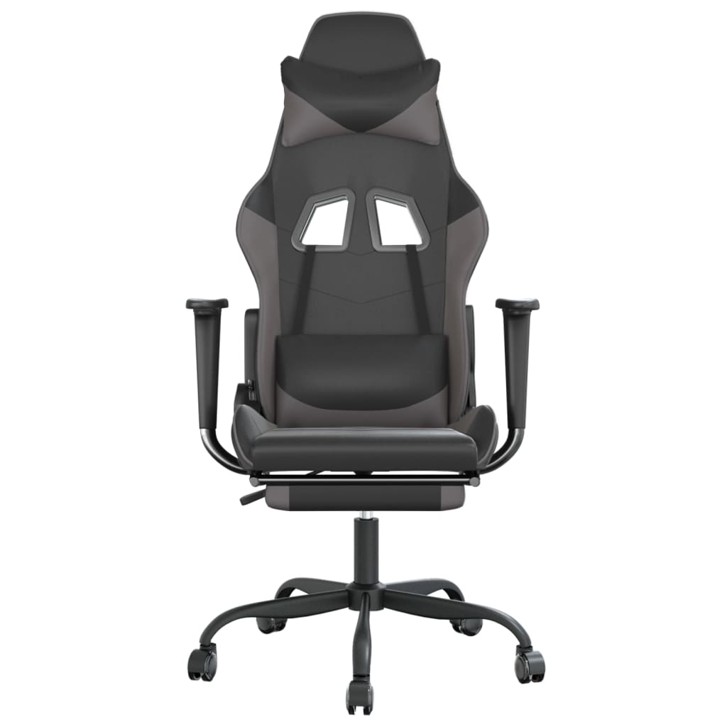 Sedia da Gaming con Poggiapiedi Nero e Grigio in Similpelle cod mxl 60941