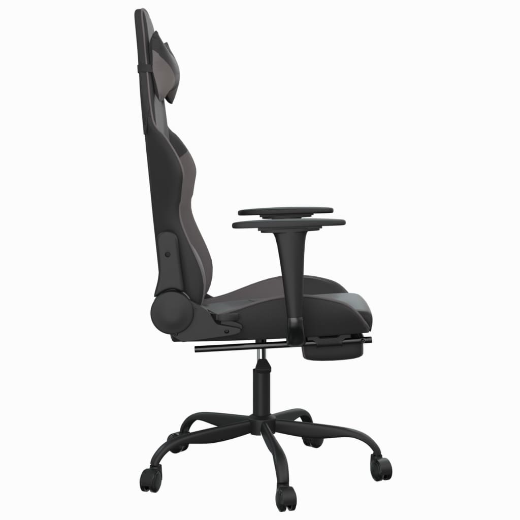 Sedia da Gaming con Poggiapiedi Nero e Grigio in Similpelle cod mxl 60941