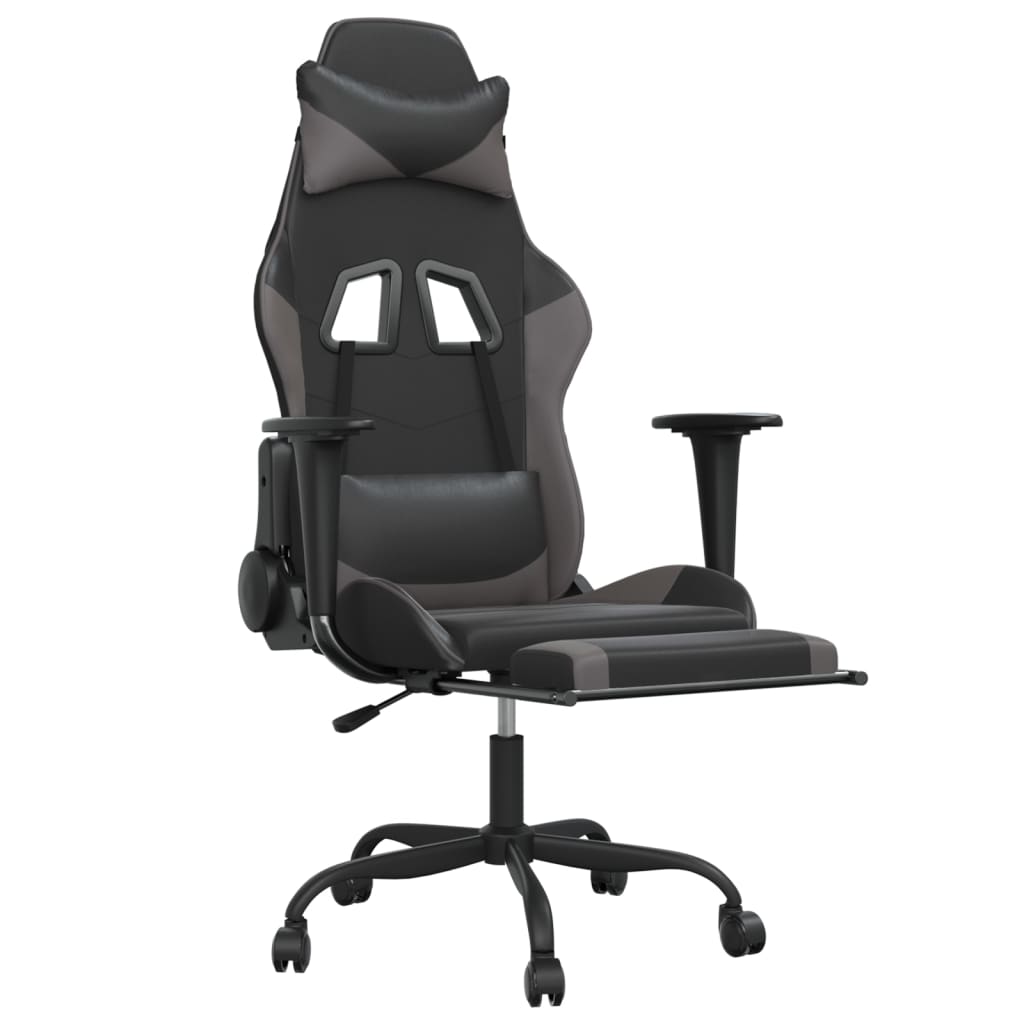 Sedia da Gaming con Poggiapiedi Nero e Grigio in Similpelle cod mxl 60941