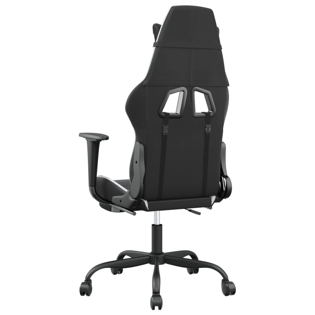 Sedia da Gaming con Poggiapiedi Nero e Bianco in Similpelle 3143658