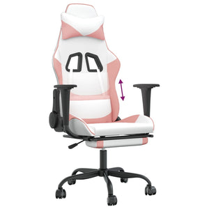 Sedia da Gaming con Poggiapiedi Bianco e Rosa in Similpelle 3143662