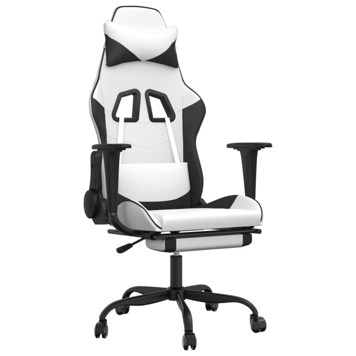 Sedia da Gaming con Poggiapiedi Bianco e Nero in Similpelle cod mxl 57642