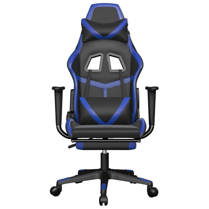 Sedia da Gaming con Poggiapiedi Nero e Blu in Similpelle 3143676