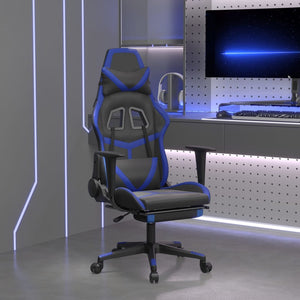 Sedia da Gaming con Poggiapiedi Nero e Blu in Similpelle cod mxl 71468