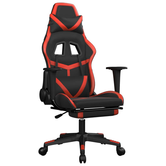 Sedia da Gaming con Poggiapiedi Nero e Rosso in Similpelle cod mxl 71860