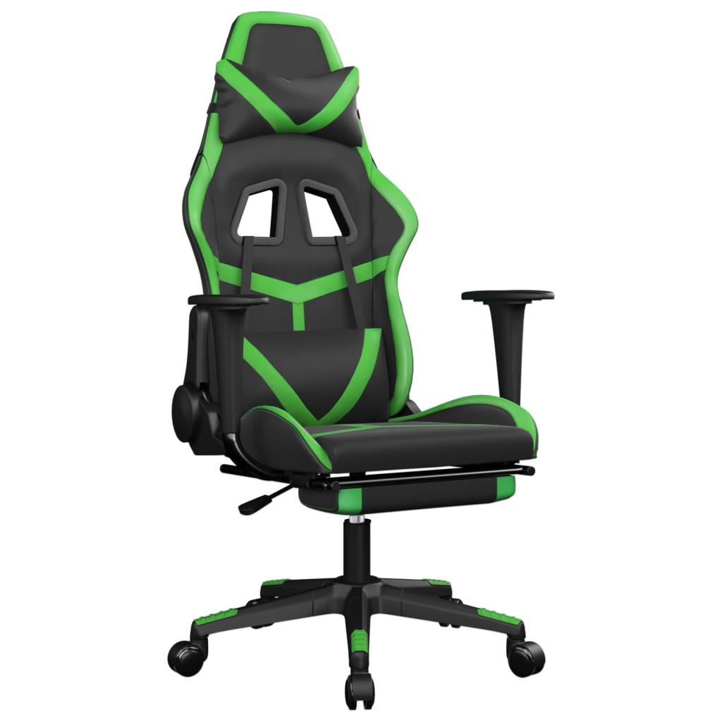 Sedia da Gaming con Poggiapiedi Nero e Verde in Similpellecod mxl 99875