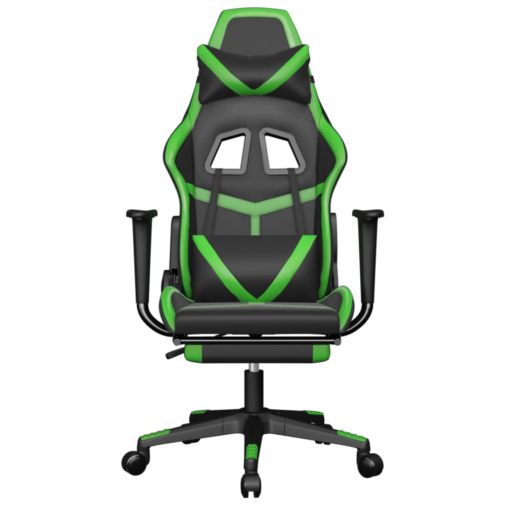 Sedia da Gaming con Poggiapiedi Nero e Verde in Similpellecod mxl 99875