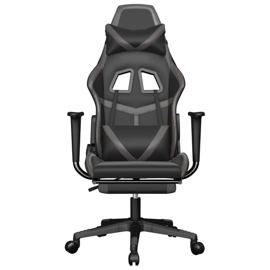 Sedia da Gaming con Poggiapiedi Nero e Grigio in Similpelle cod mxl 57645