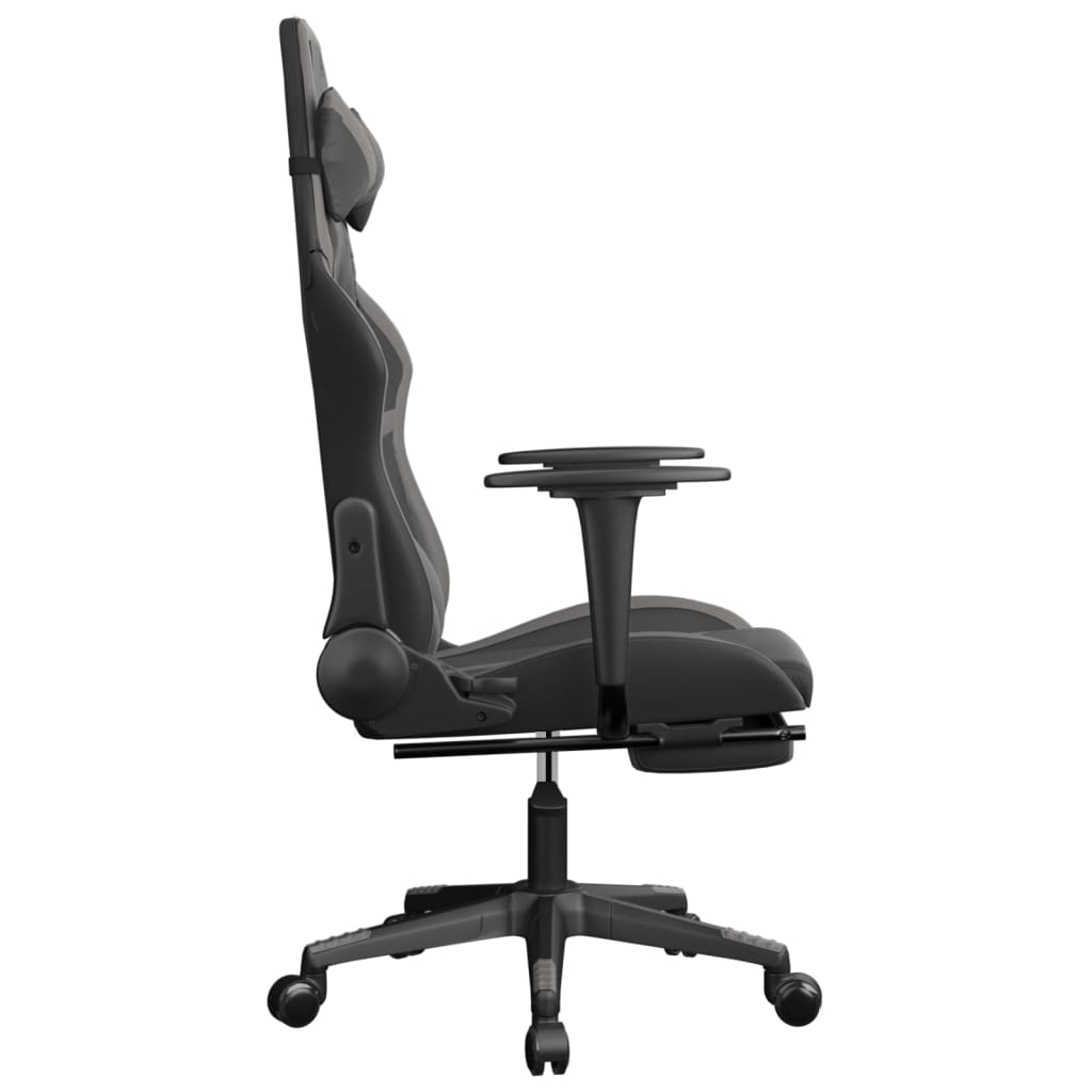 Sedia da Gaming con Poggiapiedi Nero e Grigio in Similpelle cod mxl 57645