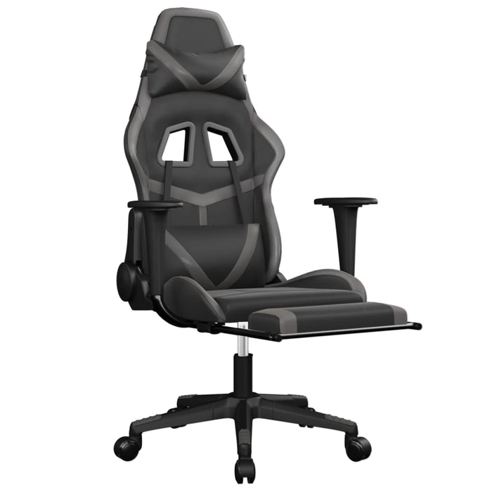 Sedia da Gaming con Poggiapiedi Nero e Grigio in Similpelle cod mxl 57645